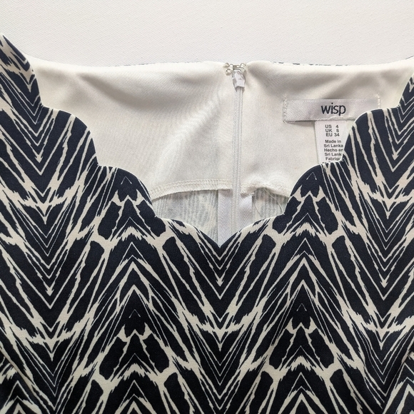 Wisp NEW Women's Marianne Scallop Stretchy Pencil Dress Black And White Size 4 - Picture 11 of 12